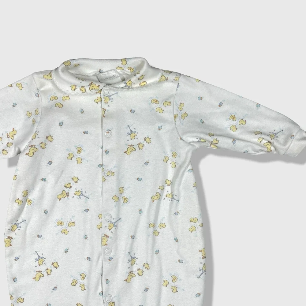 Carter's Footed Sleeper Baby 3-6M‎ White Yellow Duck Print Vintage Aesthetic